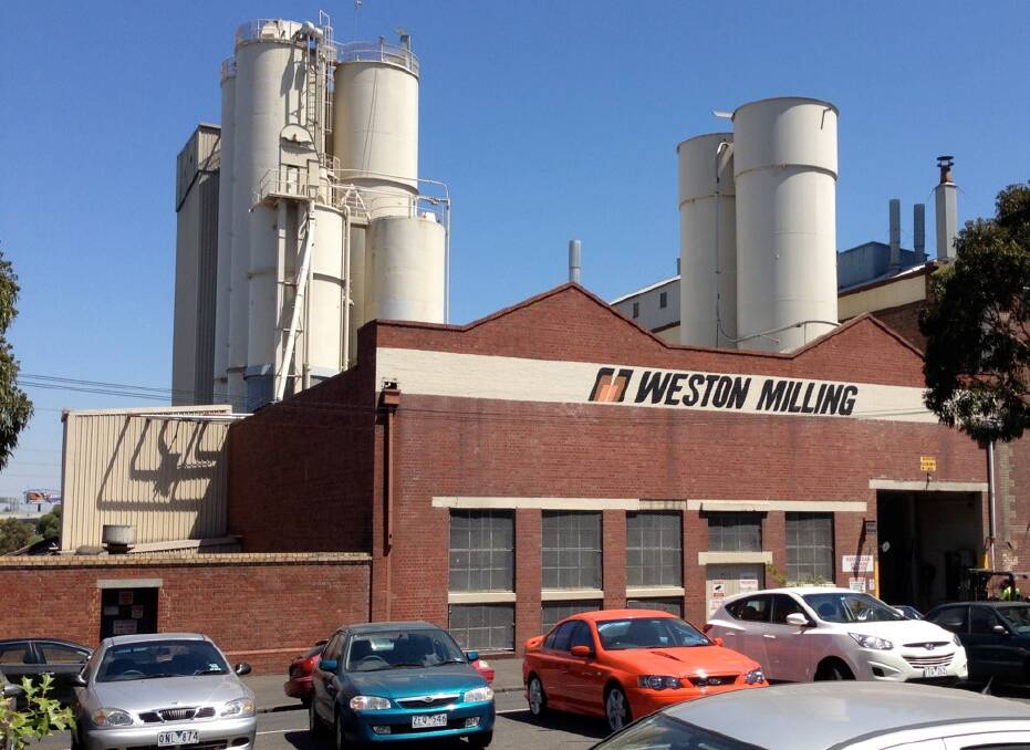 The iconic North Melbourne mill, also has the "Is Don" marketing image on the tall silos. 