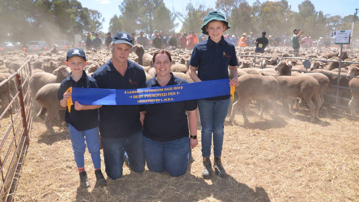 BLUE RIBBON: Luke, David, Julia and Madeline Andriske, Galga, were the winners of the best presented pen at the Lameroo off-shears recently.