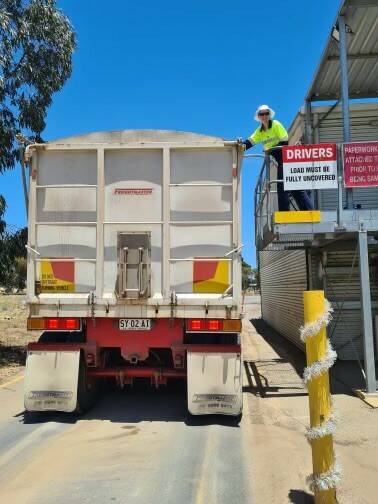 STILL GOING: Viterra employee Christabelle Miels at the company's Roseworthy site, which is still a hive of activity from deliveries in the central region.