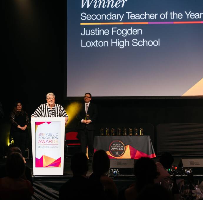 Loxton High School ag teacher Justine Fogden was named Secondary Teacher of the Year at the SA Public Education Awards recently. 