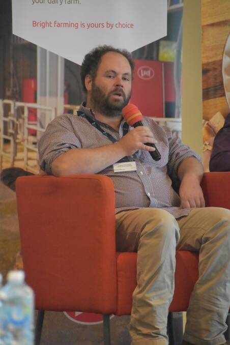 Jake Connor, Nangkita Dairies, talked about their experience with robotic dairies on a four-farmer panel at the 2024 DairySA Cnetral Conference in Hahndorf last week. Picture by Alisha Fogden