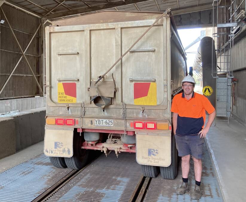 FIRST LOADS: Jonno Mudge, Sandalwood Ag, Mambray Creek, making the first delivery of barley into Viterra's Port Pirie site on Saturday.