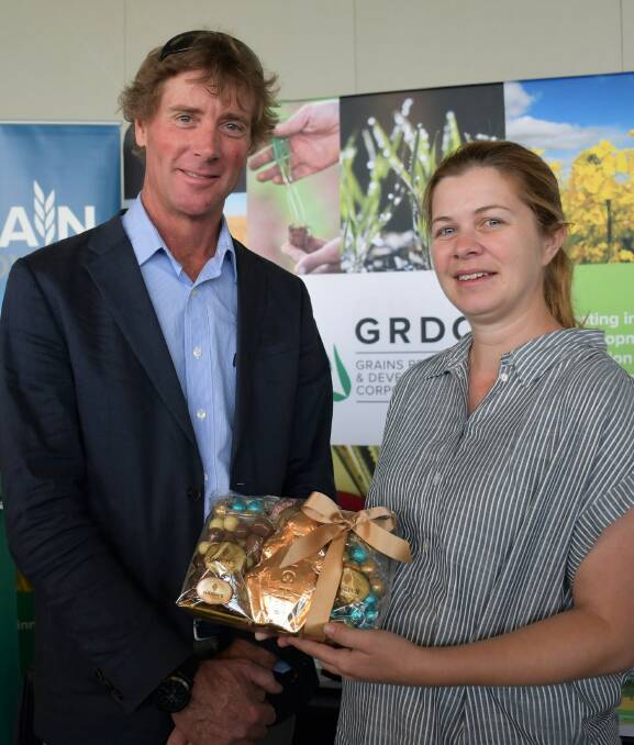 RISING STAR: GRDC Southern Region Panel member Michael Chilvers, Tas, with 2020 GRDC Southern Emerging Leader Award recipient Sarah Noack. Photo: GRDC