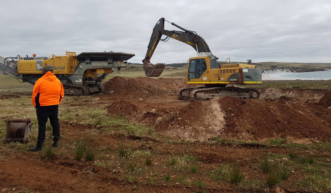 WORKS TO BEGIN: Testing of the suitability of the rock at the Port Spencer site at Sheep Hill in November. Free Eyre chairman John Crosby expects to start more major works this month, pending ministerial consent for the project.