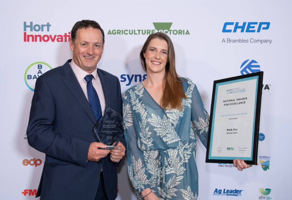 AusVeg CEO James Whiteside with Renee Pye, who accepted the Innovation Award.