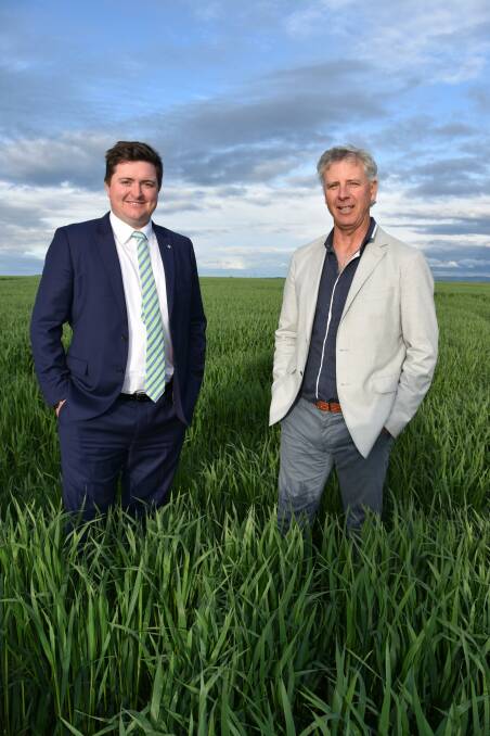 Outgoing Grain Producers SA chairman Wade Dabinett with his replacement, former vice-chairman Adrian McCabe, who was elected as the new chairman on Monday. 