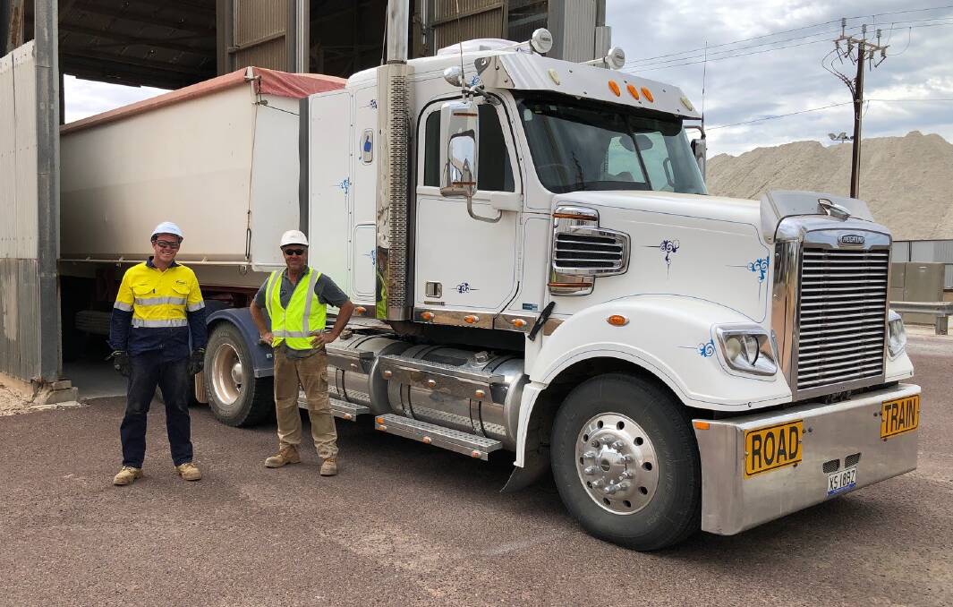 Viterra operator Garrett Bowden with Mildy Chandler, who delivered the first load of barley into Viterra's Thevenard silos on Thursday last week.