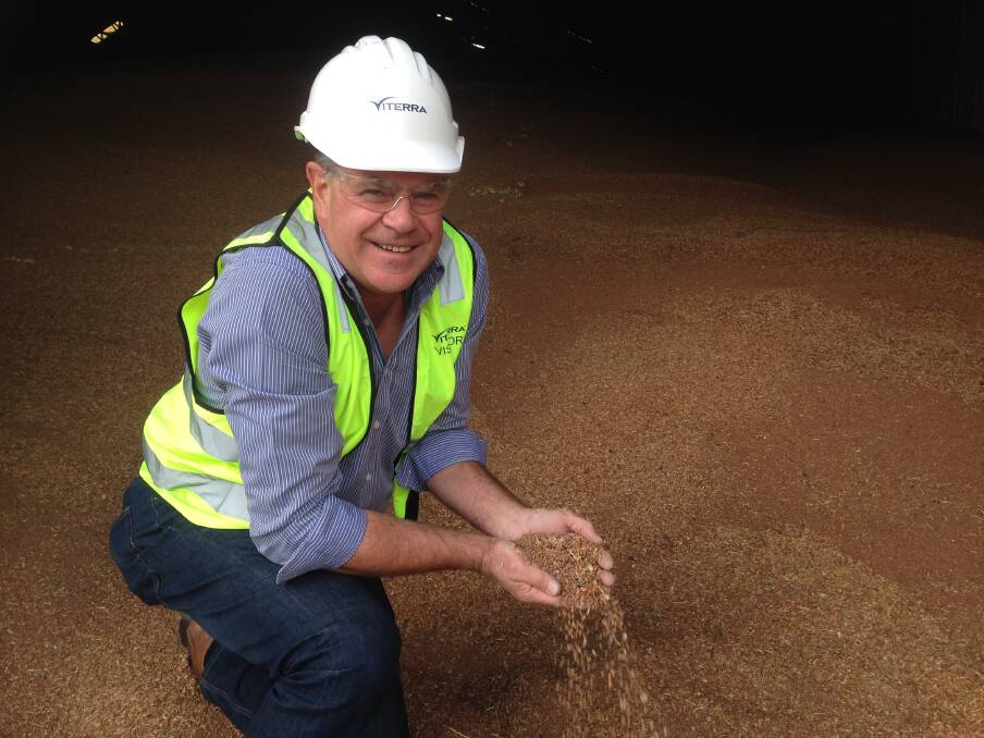 Viterra group operations manager Michael Hill with lentils at Inner Harbour.