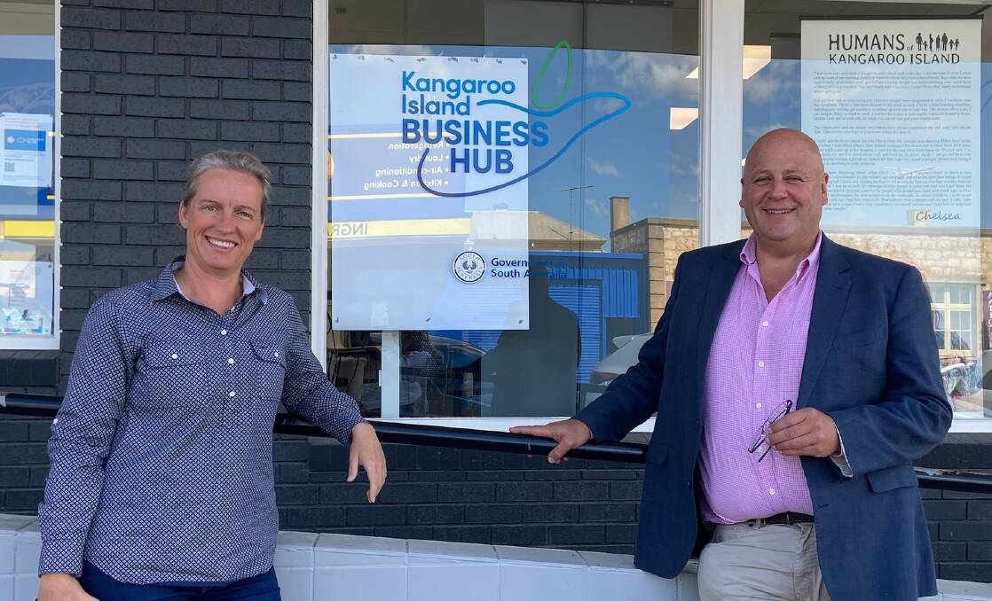 Liberal candidate for Mawson Amy Williams and Primary Industries and Regional Development Minister David Basham were on KI this week to announce funding for an extension officer to help manage the Island's new agtech hub.