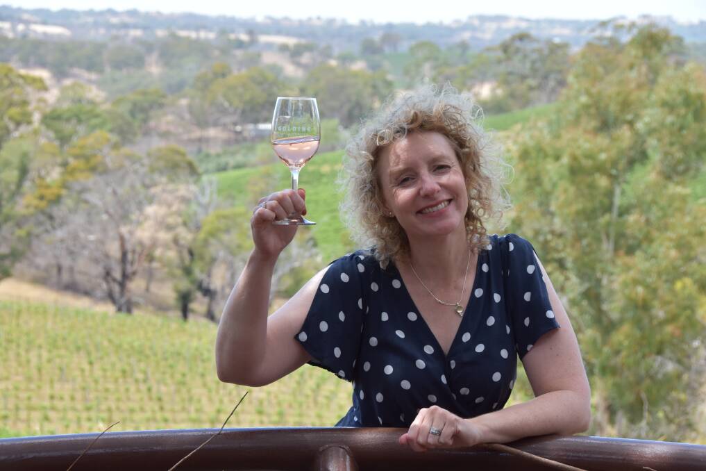 CHEERS: Golding Wines owner Lucy Golding toasting the strong support received since the Cudlee Creek bushfires and COVID-19 lockdowns.