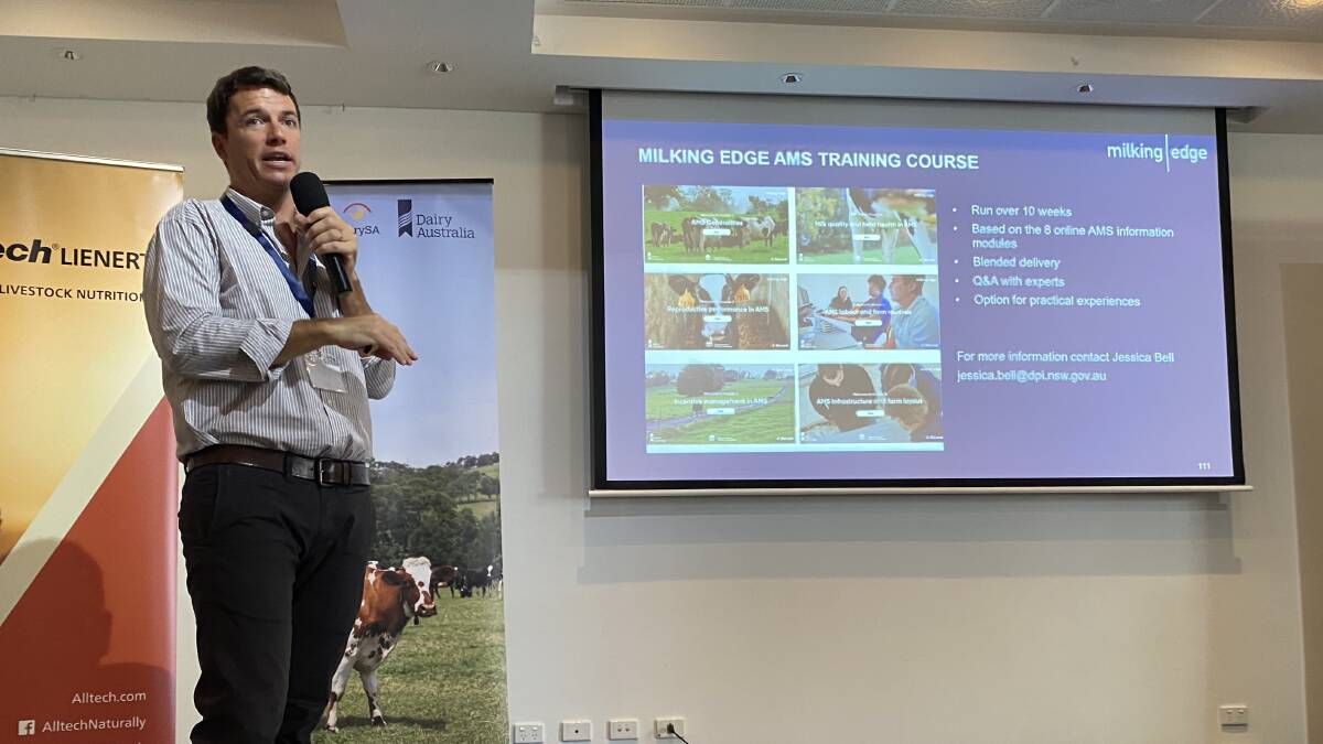 DAIRY EXPERT: Dr Nicolas Lyons is a dairy development officer at the NSW Department of Primary Industries with expertise in dairy science, robotic milking, technology, pasture management, data management. He was the guest speaker at the DairySA Central Conference in Victor Harbor earlier this year.