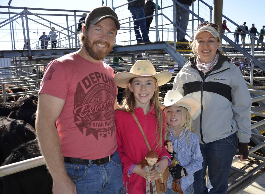 STICKY BEAK: Steve, Tayler, 9, Kelly, 6, and Eloise Schrader attended Strathalbyn market on Friday to check out prices. The family trains racehorses at Murray Bridge.