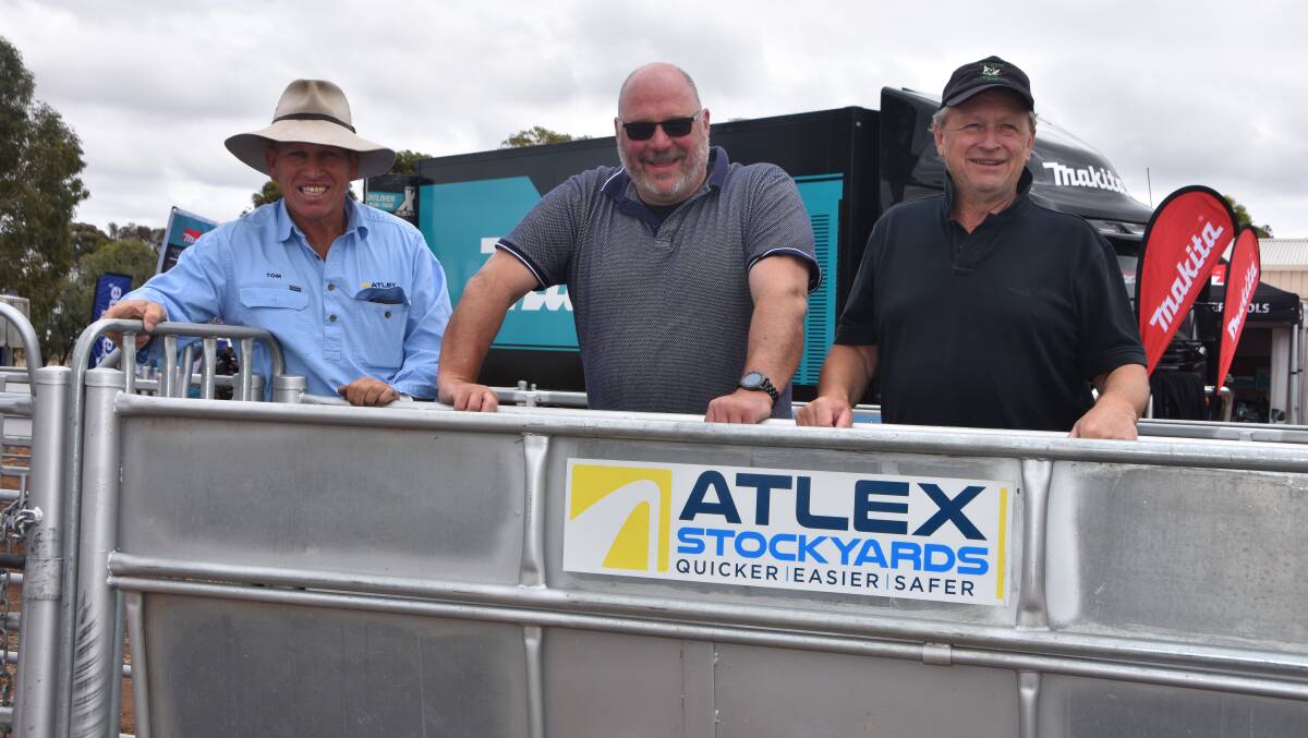 Tom Austin, Atlex, together with Navarre farmers Gary Hannett and James Ritter checking out the Atlex races.