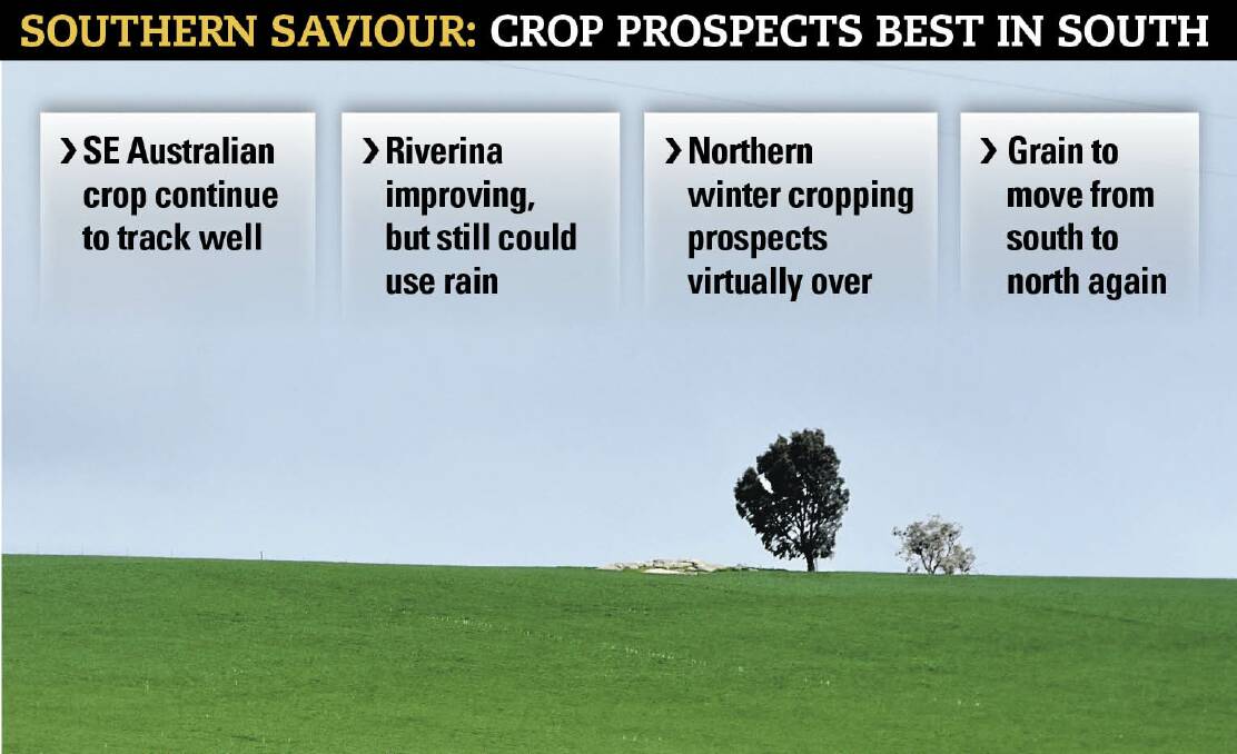 Prospects for winter crop production are best in southern states this year.