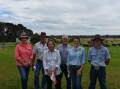 MAWARRA: Repeat buyers were a feature at Deanne and Peter Sykes Mawarra, Longford, open day. Here Rowena and Simon Turner, Bindi, met up with leading Hereford producers Merilyn and Russell Pendergast, Benamba. They were with Ms Sykes and Mawarra worker Connor Evans.