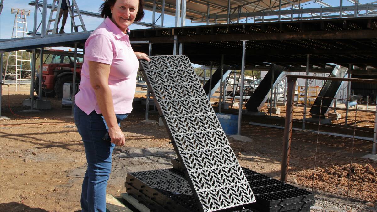 Pauline Brunckhorst with some of the heavy duty plastic grating being installed.