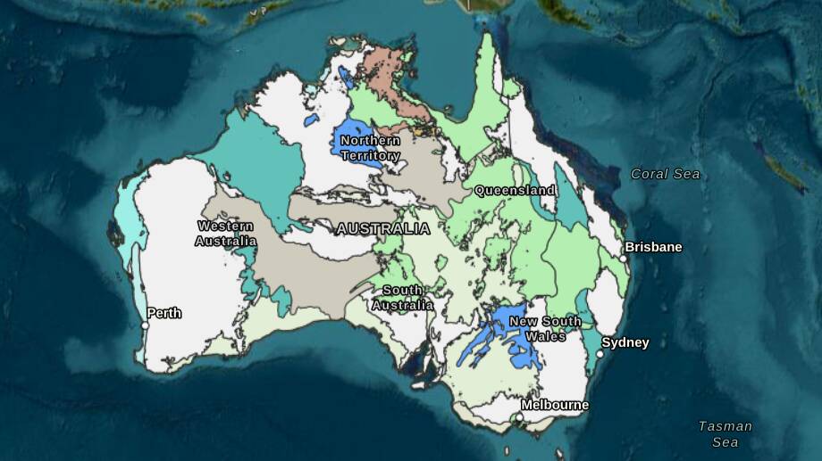 The mapping is laid out in the Geosciences Australia portal.