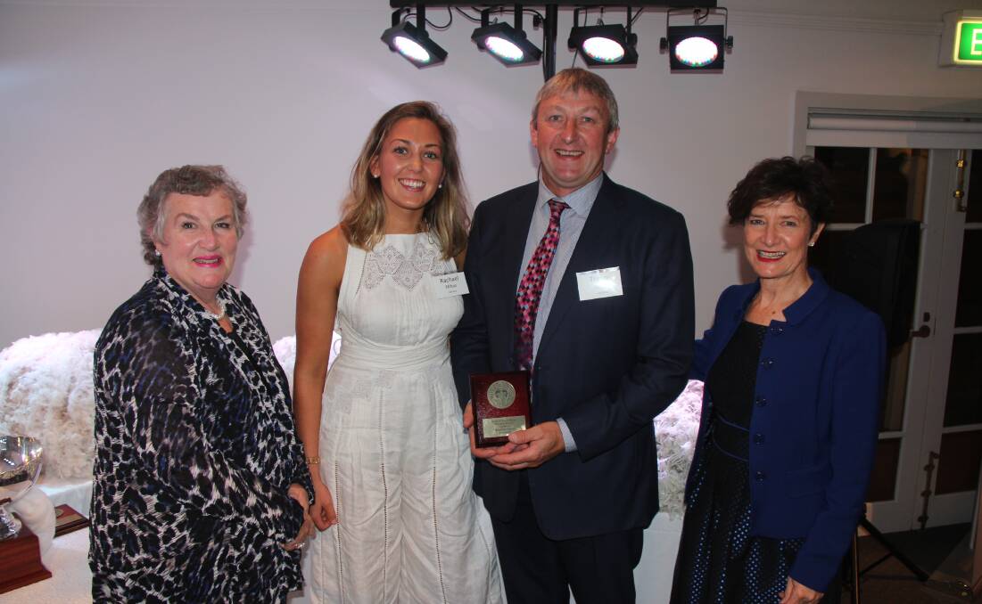 Southern Grampians Shire mayor Mary-Ann Brown, Glenara Merinos' Rachael and father, Trevor Mibus with Australian Country Spinners chief executive Brenda McGahon. 