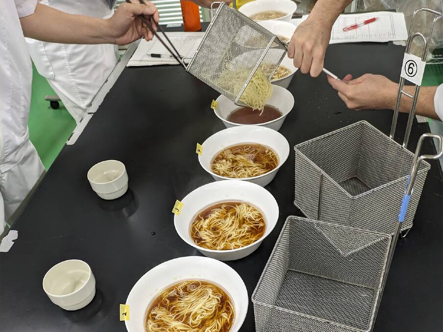 A sensory evaluation underway using noodles made from Australian hard wheat. Picture supplied