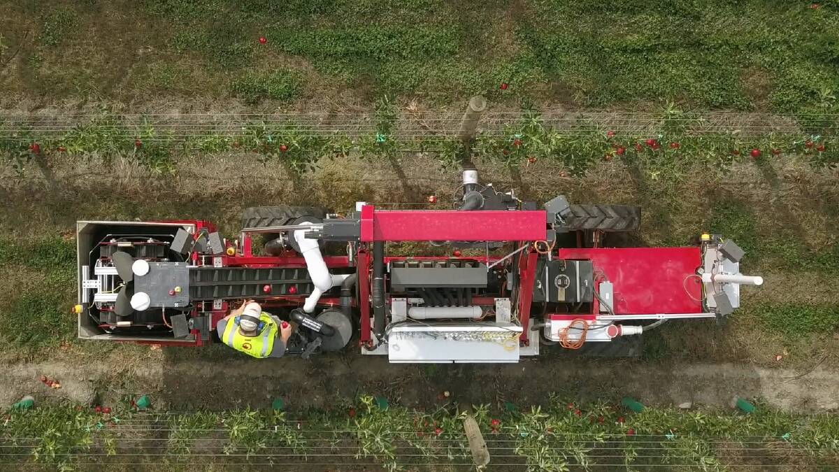 OVERHEAD: And aerial shot of the machine in action. 