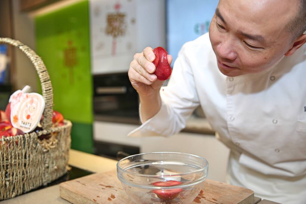 TASTE: Local celebrity chef, Brian Tan, works with Australian stonefruit to help promote its qualities. 