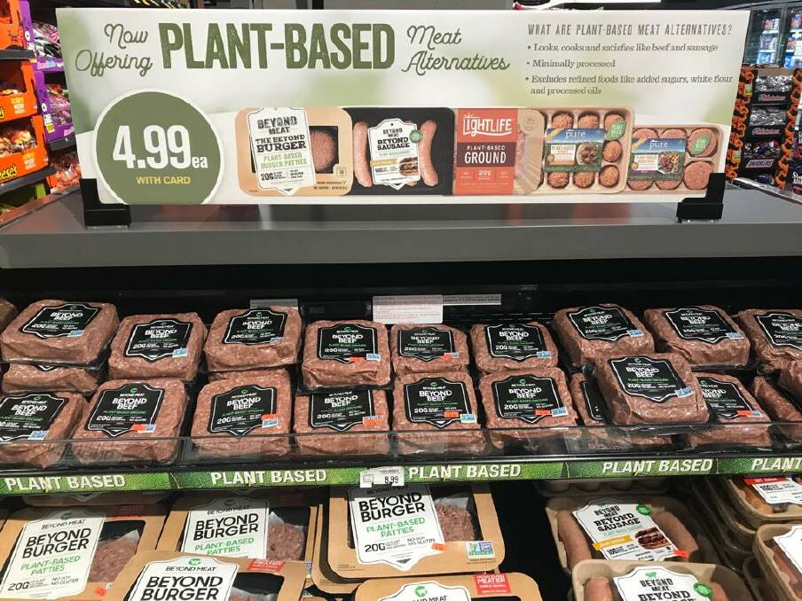 The supermarket carried a huge amount of very visible plant-based meat alternatives. One pound (0.45kg) packs of ground were priced at US$4.99, equivalent to around AU$16/kg.