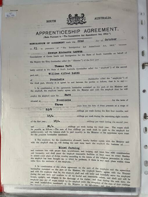 A copy of an apprenticeship agreement.
