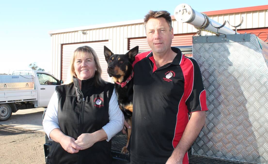 PLAN AHEAD: Katrina and Andrew Dyer, Dyer Shearing Contractors, Lameroo, with Buster. Ms Dyer says the shearing industry needs to work on its retention rates.