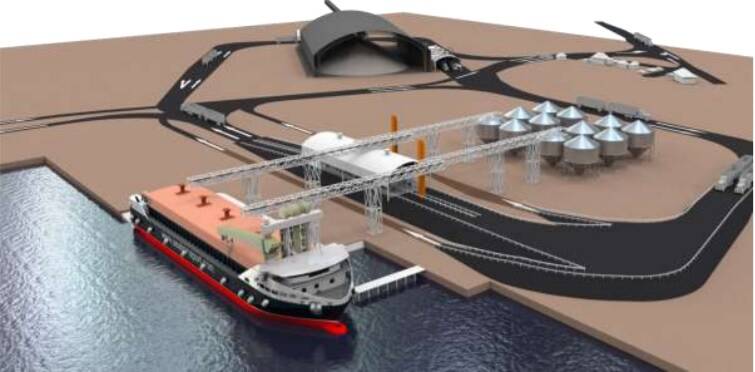 ARTISTS IMPRESSION: The projected Lucky Bay grain terminal site.