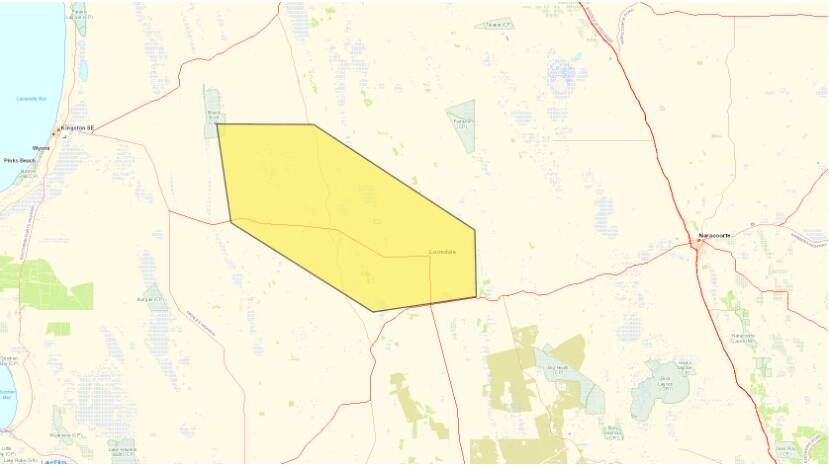 The fire area has been classified yellow for an advice message. Image: SAPOL