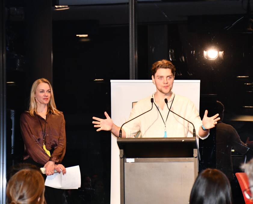 CREATIVE SOLUTION: ThincLab's Eloise Leaver and Nick Sneath during his two-minute "pitch".