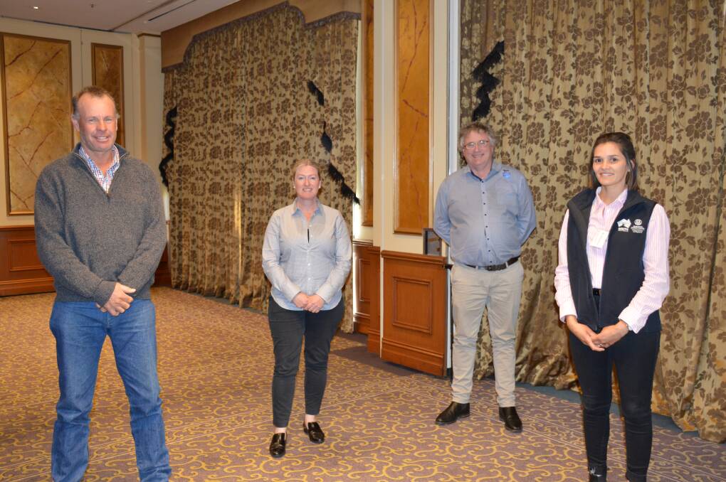 VOICES SHARED: Andrew Clarke, Allandale Station; review manager Bianca Lewis; Livestock SA's Andrew Curtis and pastoral officer Ali Nicolson at the Adelaide meeting.