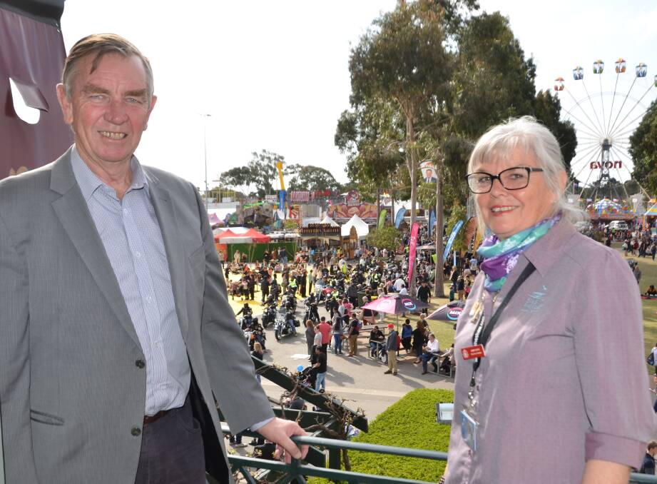 RIGHT TIME: Premier's Advocate for Suicide Prevention John Dawkins and Silent Ripples founder Janet Kuys, Palmer, at the Royal Adelaide Show for the Ride for Suicide. 
