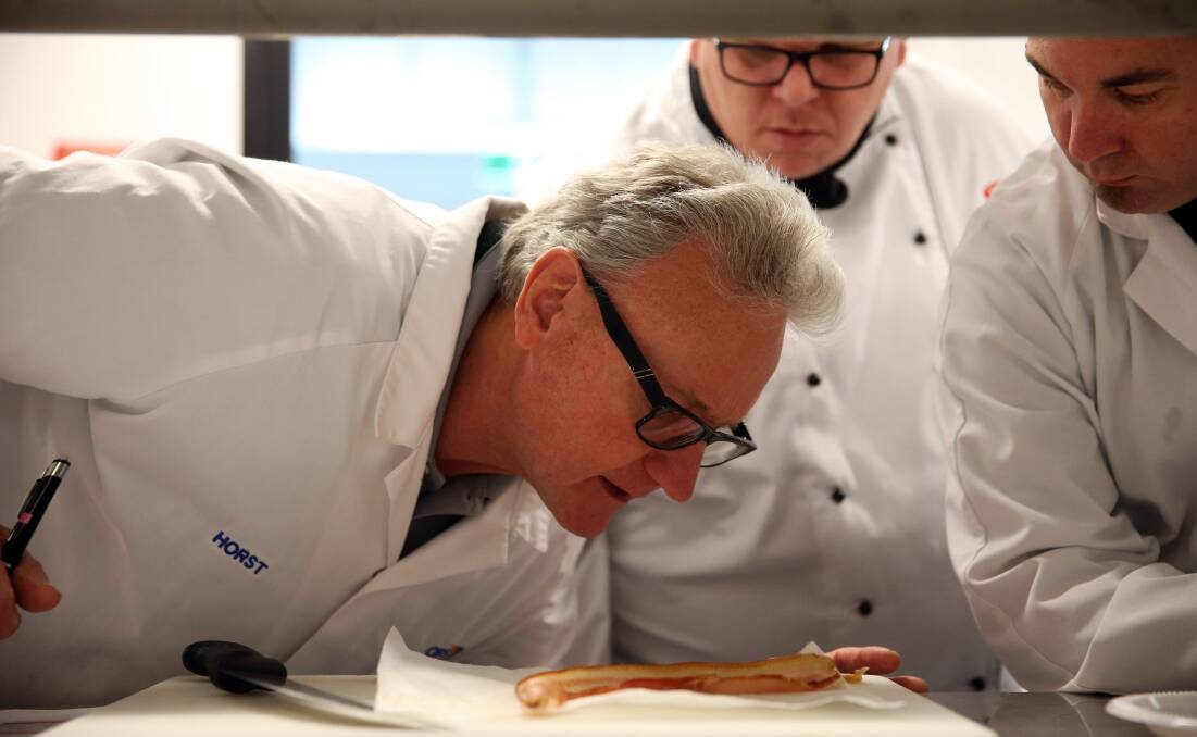 CRISP LOOK: Judges scrutinise the bacon for appearance first.