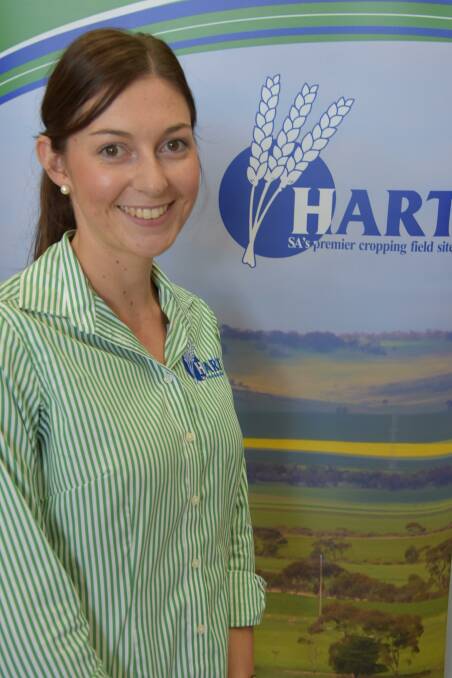 STANDOUTS: Hart Field Site research and extension manager Rebekah Allen at last month's Getting the Crop In seminar, where she shared the 2019 variety trial results.