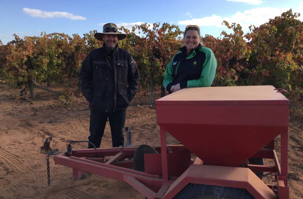 ALL IN: Loxton North winegrowers Tim and Carolyn Petch, who were involved in
the control program. 