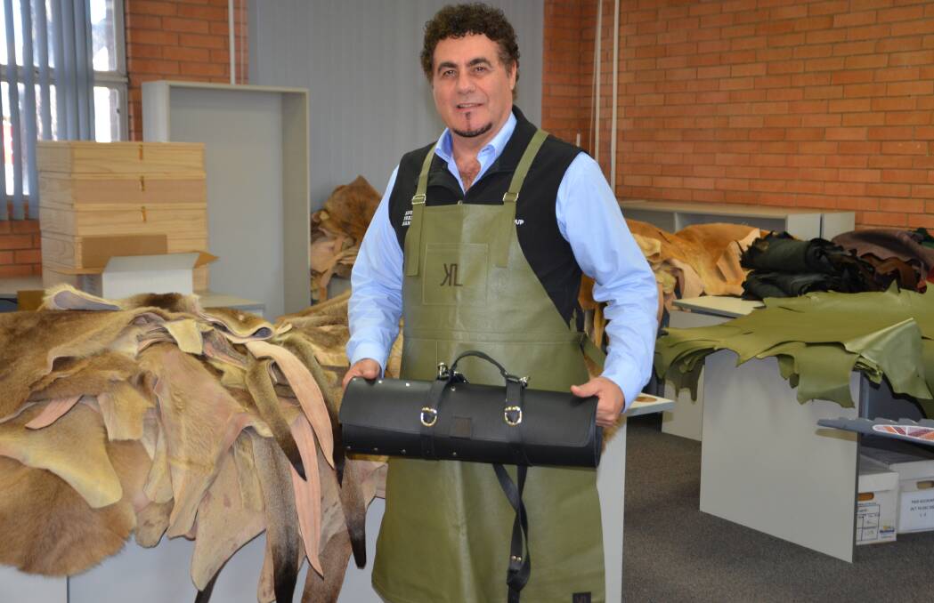 ADDING VALUE: Macro Meats and Karmin Leather's Ray Borda among some of the kangaroo leather range, which he hopes will provide another avenue to help grow the industry.