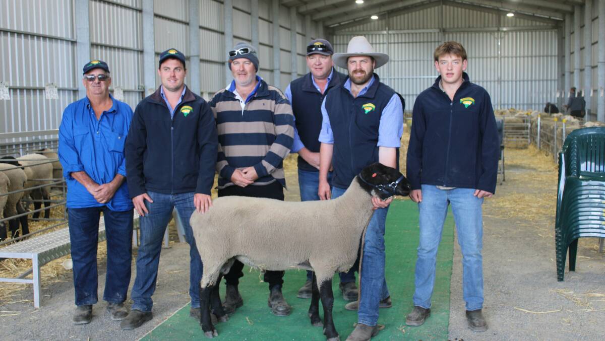 She-Oak Lodge's Tom Millard, EP Livestock's Scott Masters, buyer Michael Meaney, Richard Hill, Ben Dohnt and Archer Hill. Pictures supplied 
