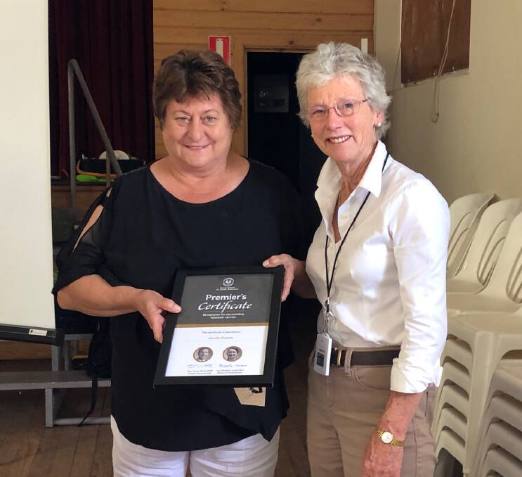 GREAT CONTRIBUTION: Soil stalwart Jenny Roberts with her Premier's Certificate, presented by Murraylands and Riverland NRM Board presiding member Di Davidson.