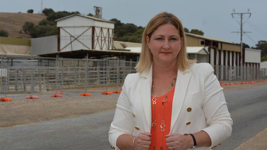 INVESTMENT NEEDED: Federal Member for Mayo Rebekha Sharkie stands outside the now closed Normanville Abattoir.  