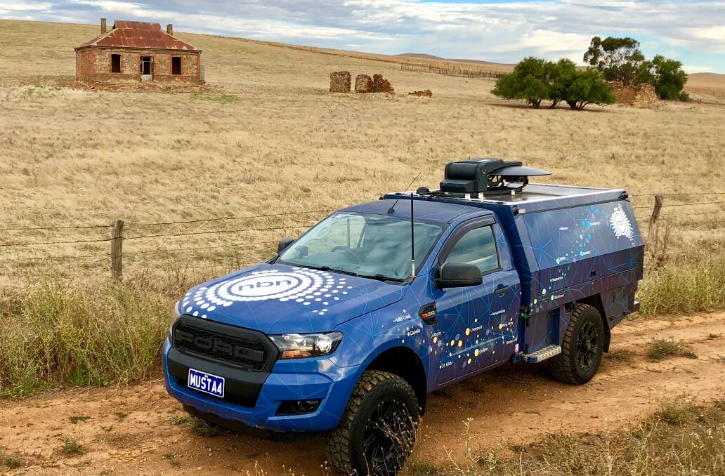 ON THE ROAD: The SkyMuster vehicle onsite at Burra. Photo: SUPPLIED