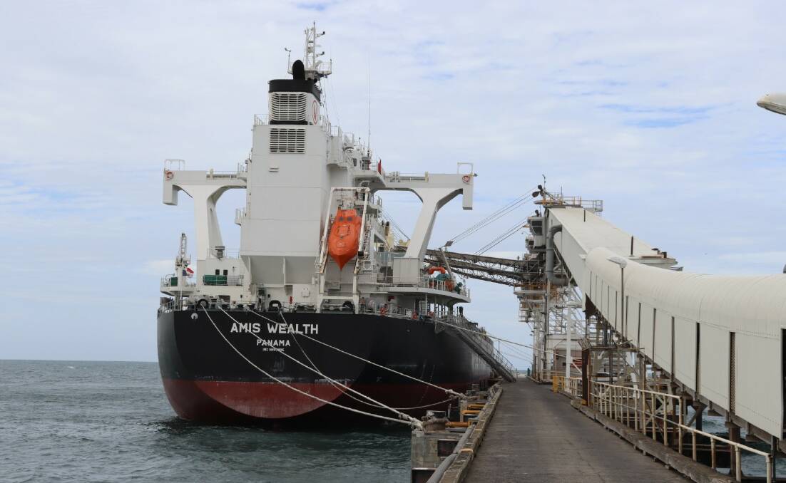 A Viterra ship loading at Port Giles recently.