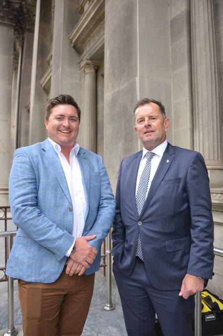 MOVING AHEAD: GPSA president Wade Dabinett and Primary Industries and Regional Development Minister Tim Whetstone at Parliament House for a previous GM debate.
