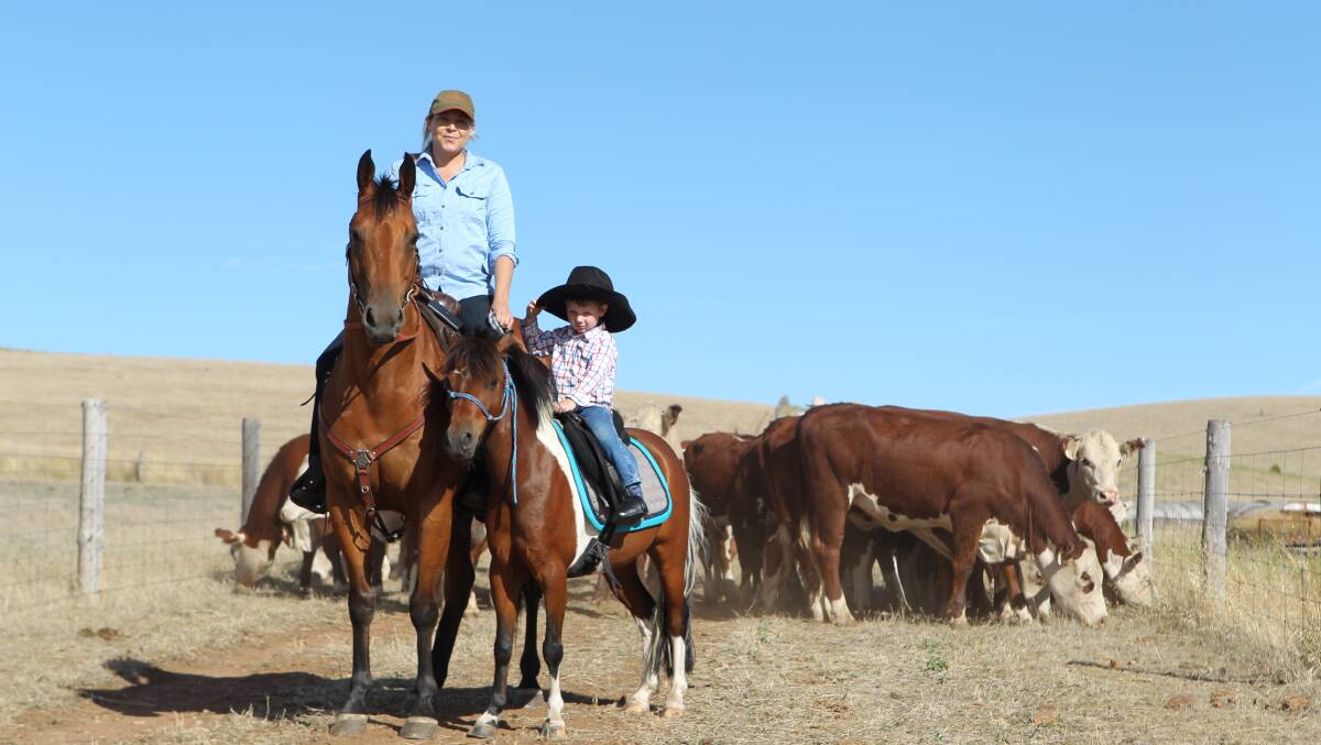Megan McLoughlin and son Sam, on board Biscuit and Ringo, with the Herd of Hope at Stockwell in 2018. Picture by Carla Wiese-Smith