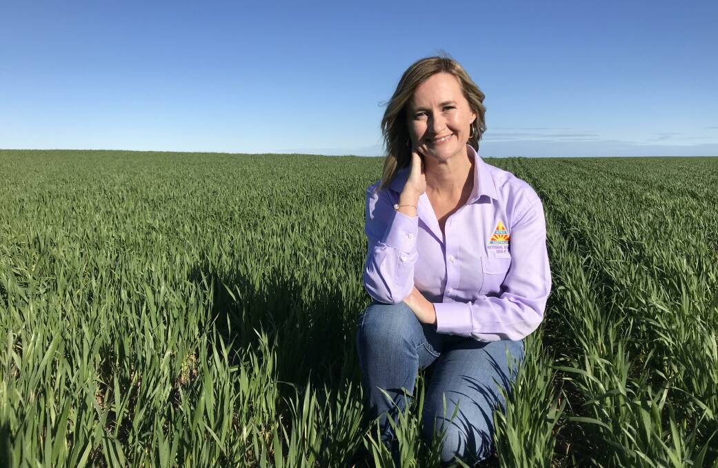 GROWING PASSION: Newly-appointed Apex Australia national president Bethany Paterson in a wheat crop on her farm at Bute.