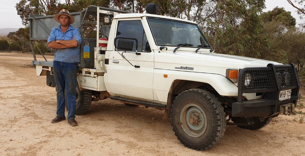 CHANGE NEEDED: Farmer and commercial field processor Tom Kuerschner, Black Rock, in front of his ute, fitted out for kangaroo harvesting. 
