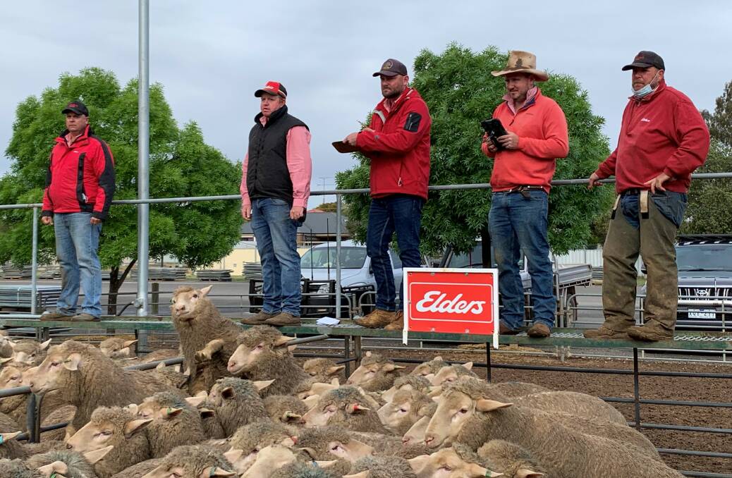 The Elders team in action on the first run at the Ouyen market. 