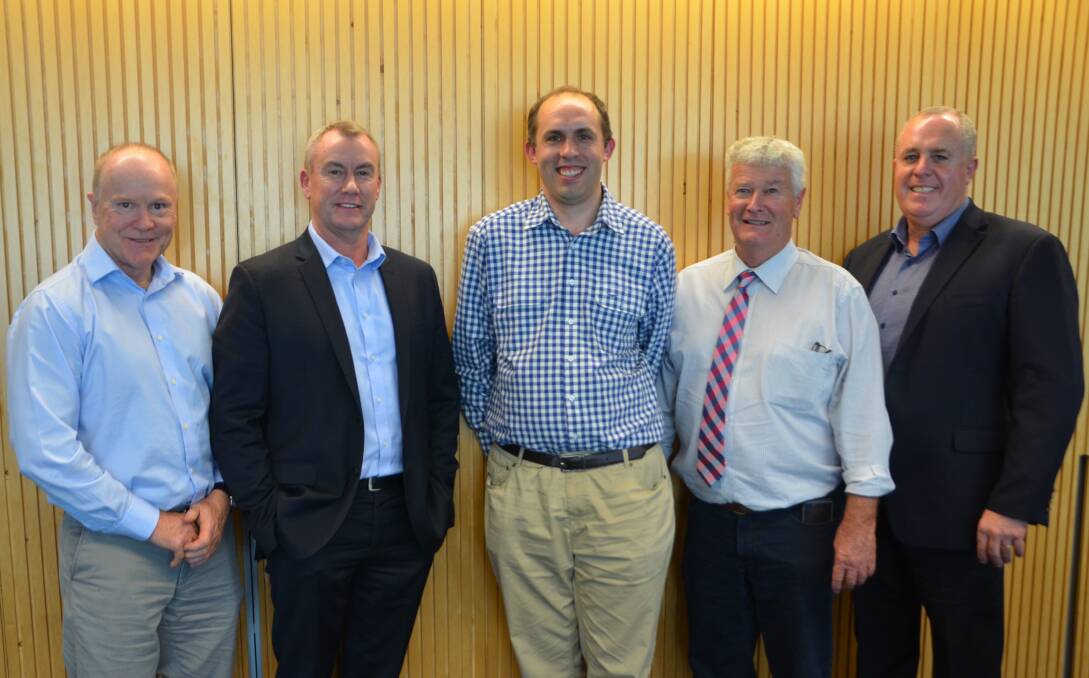 SHEAR BRILLIANCE: ANZ's Steve Radeski and Mark Bennett with Nathan Wessling, Andrew Michael and Mark Dyson.