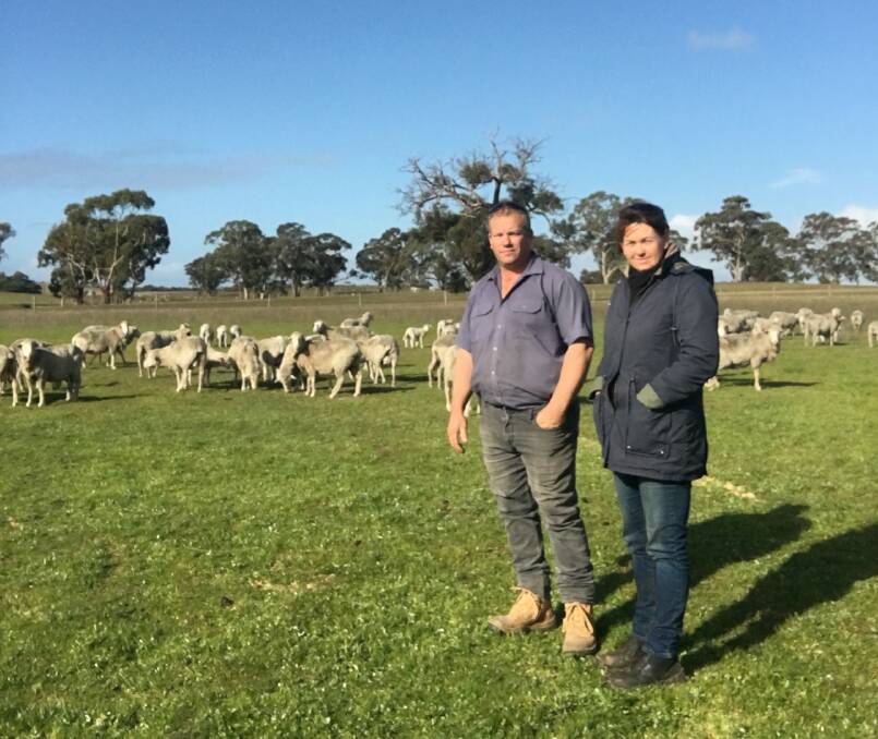QUALITY PROGENY: Brentyn and Danielle Francis, Western Flat, have continued to use Border Leicester genetics because of the breed’s ability to meet multiple markets. 