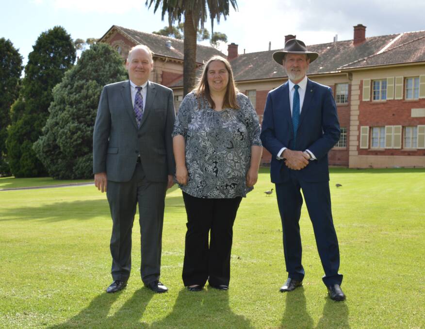 FUTURE PROOFING: University of Adelaide deputy vice chancellor Anton Middelberg, SA Drought Hub application leader Rhiannon Schilling, and federal Grey MP Rowan Ramsey at the launch of the new SA Drought Hub.